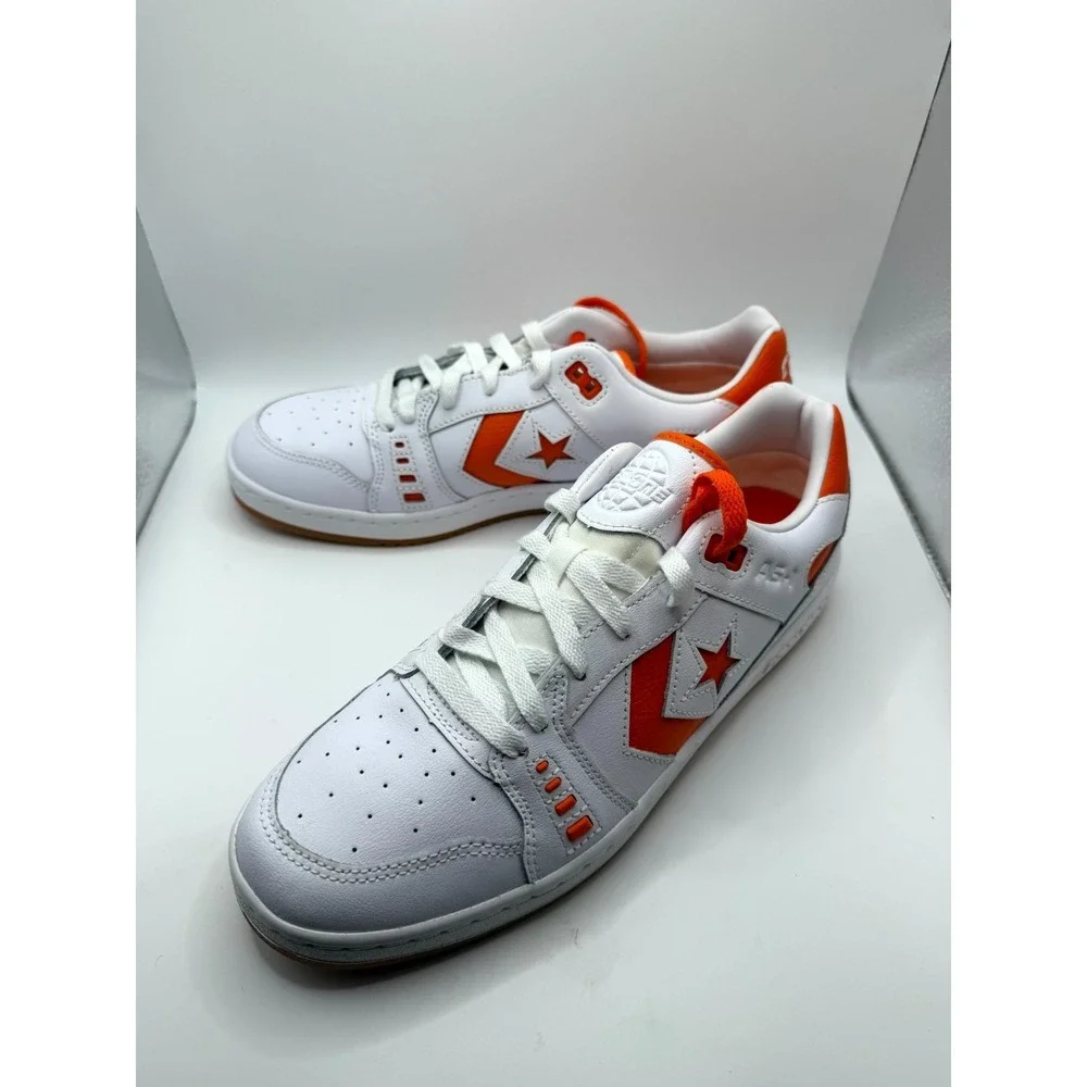 Converse AS-1 Pro A08130C Mens 9.5 Sneaker White Orange Leather Skateboard Shoes
